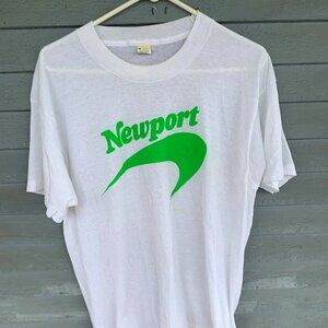 Screen Stars Mens Vintage 80's Cigarettes Newport Short Sleeve T-Shirt White XL